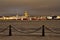 View of Palace bridge, Saint Isaac\'s Cathedral from the fortress winter night in Saint Petersburg.