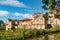 View at the Palace of Bucaco with garden in Portugal. Palace was built in Neo Manueline style between 1888 and 1907. Luso,