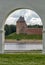 View of the Palace and Spa Towers of the Kremlin of Veliky Novgorod from the right bank of the Volkhov River