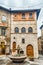 View of Palazzo del Bargello, medieval building in Gubbio, Italy