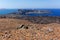 View of Palea Kameni island from volcano in Nea Kameni near Santorini, Greece