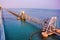 View of Pamban bridge in Rameshwaram. First indian bridge, which connects Pamban island in India.