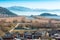 View of Pamvotis lake.Houses and fields,Ioannina city, Epirus, Greece