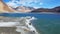 View of Pangong Lake with frozen water in Ladakh