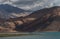 View of Pangong lake with great mountain range background