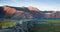 View of pangong lake from merak village in ladakh. himalayan mountains in distance