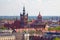 View of the panorama of the old town in the historical part of Gdansk. With view of the St. Catherine`s Church is the oldest