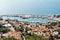 View of the panorama of the Turkish city of Kas from above. Tourist attractions of Turkey and Mediterranean Sea. Travel