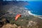 View of paragliding over Cape Town from Lion`s Head