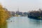 view of the parco del valentino with po river, Mole Antonelliana and cityscape of torino at background...IMAGE