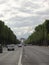 View on Paris from Arc de Triomphe. Avenue Champs elysees in front.