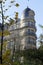 View from Paris park, typical Haussmann round building with slate