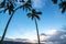 View of park and tropical beach in Haleiwa, North shore of Oahu, Hawaii