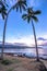 View of park and tropical beach in Haleiwa, North shore of Oahu, Hawaii