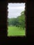View of a park from a window at Squire Castle in the Cleveland Metroparks in Ohio