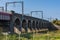 A view of part of the Fourteen Arches viaduct over the River Nene near Wellingborough UK