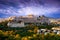 View of Parthenon Temple and Odeon of Herodes Atticus on Acropolis Hill