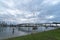 View of the Passerelle des Deux Rives Bridge over the Rhine River outside of Strasbourg