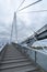 View of the Passerelle des Deux Rives Bridge over the Rhine River outside of Strasbourg