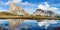 View from passo Giau, mountain lake, Dolomites mountains