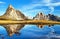 View from passo Giau, mountain lake, Dolomites mountains