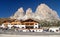 View from Passo Sella or Sellajoch and Langkofel