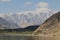 View of Passu Cones or Passu Cathedral from Attabad Lake in Northern Pakistan