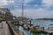 A view past boat moorings along the estuary of the River Arun at Littlehampton