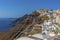 A view past Thira, Santorini towards Skaros Rock