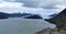 View of Patagonia Peaks from glacier lake