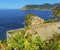 A view from the path above the colourful village of Vernazza