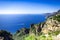 View of Path of Gods and Tyrrhenian sea and Positano, Amalfi coast