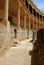 View of the pathway to the seating areas inside the famous bullring, Ronda, Spain.