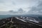 The view from the peak of Win Hill across the Hope Valley in the snow, Peak District, Derbyshire