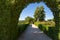 View of a pedestrian path on iconic and geometric classic baroque garden