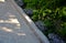 View of the pedestrian zone from the top view white granite paving blocks and supporting concrete walls, which are also benches to