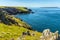 A view of the Pembrokeshire coastline adjacent to Skomer Island breeding ground for Atlantic Puffins from Wooltack Bay