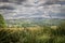 A view of Pendle Hill and gathering rain clouds.