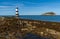 View of the Penmon Lighthouse and Puffin Island in North Wales