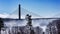 View of the Penobscot Narrows Bridge on a foggy day