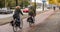 View of people riding bicycles, Rotterdam Netherlands