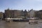 View of people riding open boats in Amstel river