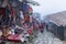 View of people traveling at Cat Cat village, in the rainy and foggy morning Laocai province, Sapa, Vietnam