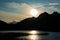 View of Perito Moreno Lake Lago Moreno at sunset