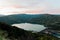 View of the Perucac lake in sunset