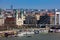 View of the Pest side of Budapest city, Elisabeth Bridge and the Parochial Church of the Assumption of the Virgin