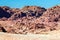 View of petra in the mountains in jordan