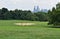 View of the Philadelphia, PA Skyline from Belmont Plateau, Fairmount Park with a Softball Field in the Foreground