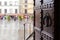 View on piazza in Florence city in rain