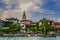 View of picturesque Fishermenâ€™s Island Isola dei Pescatori in the Maggiore lake, Piedmont